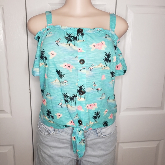 Tropical Cold Shoulder top - Picture 5 of 6